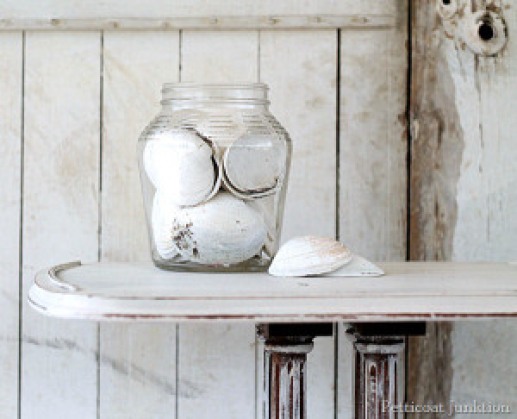 sea-shells-on-a-shabby-white-table-Petticoat-Junktion